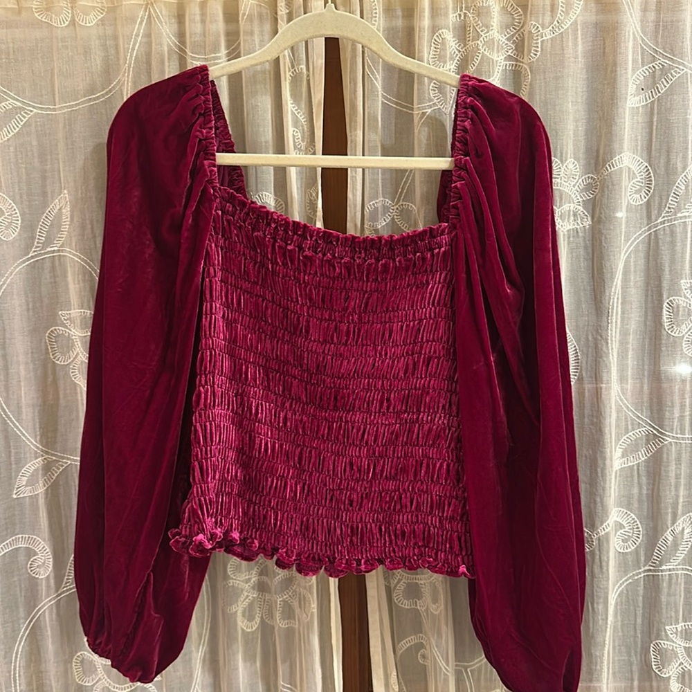 Hot pink velvet long sleeved top